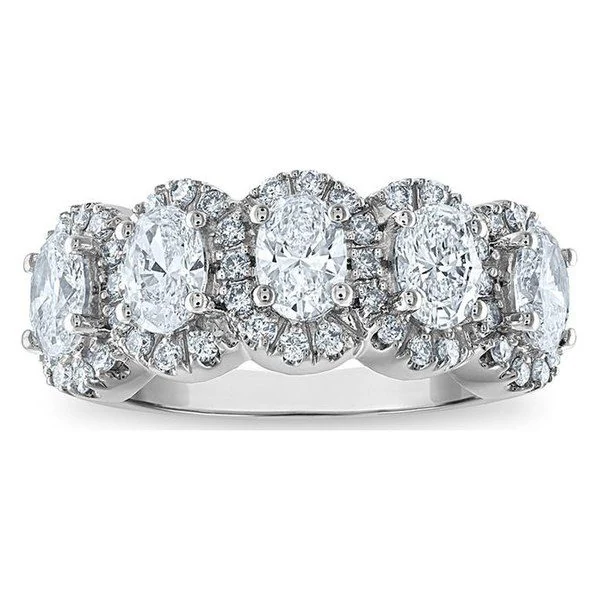 Oval Halo Fashion Band in white gold