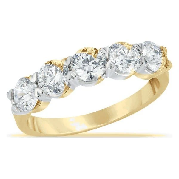 Seven-Stone Band · Round in yellow gold