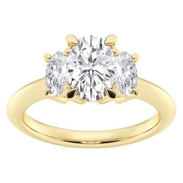 Oval Three-Stone Engagement Ring in yellow gold