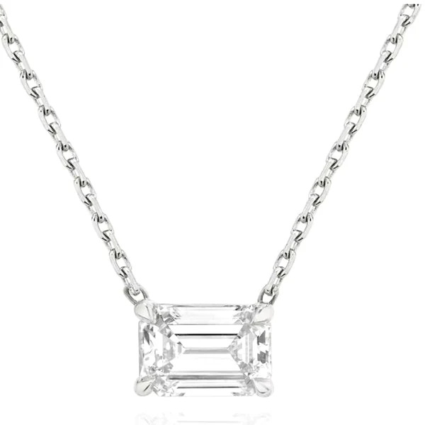 Sterling Silver Emerald Solitaire Pendant in sterling silver