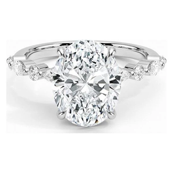 Marquise & Round Side-Stone · Oval · No. 1353 in white gold