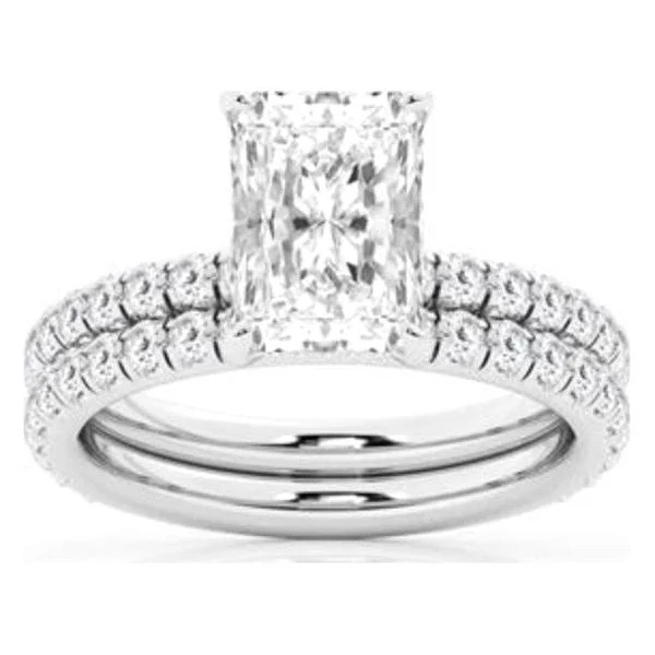 Hidden Halo Bridal Set · Radiant in white gold