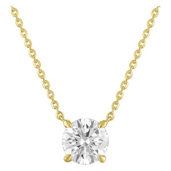Solitaire Pendant · Round in yellow gold