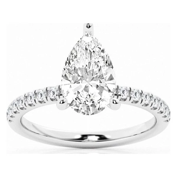 Hidden Halo Engagement Ring · Pear in white gold