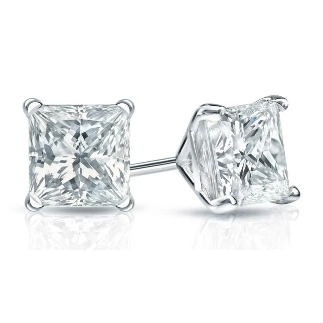 Princess-Cut Lab-Grown Diamond Studs in white gold