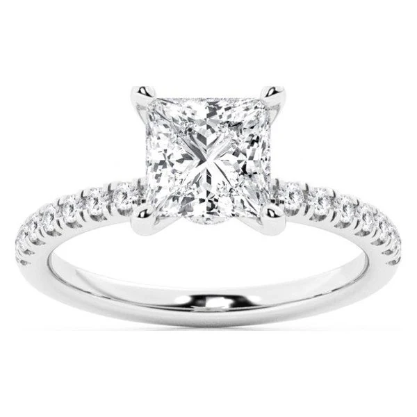 Hidden Halo Engagement Ring · Princess in white gold