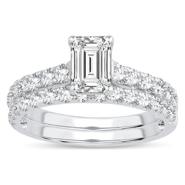 Pavé Bridal Set · Emerald in white gold