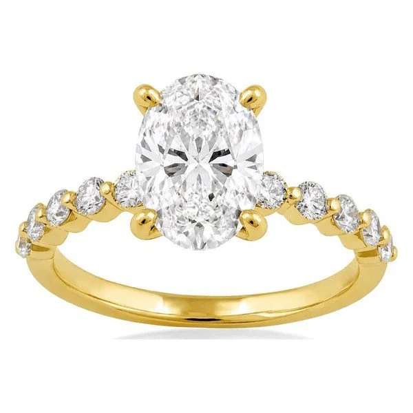 Floating Side-Stone · Oval in yellow gold