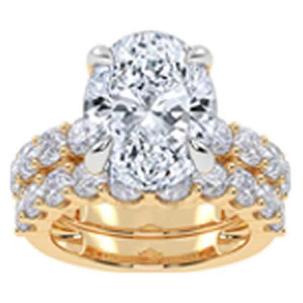 Oval Straight-Shank Bridal Set in yellow gold