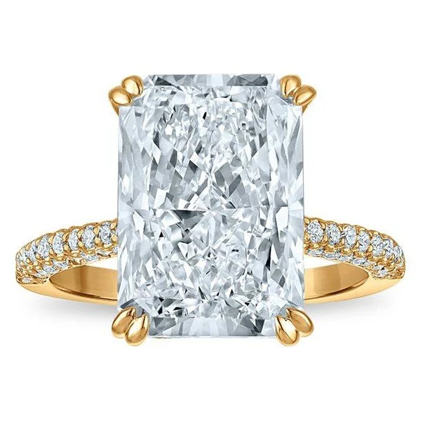 Radiant Straight-Shank Hidden Halo Ring in yellow gold