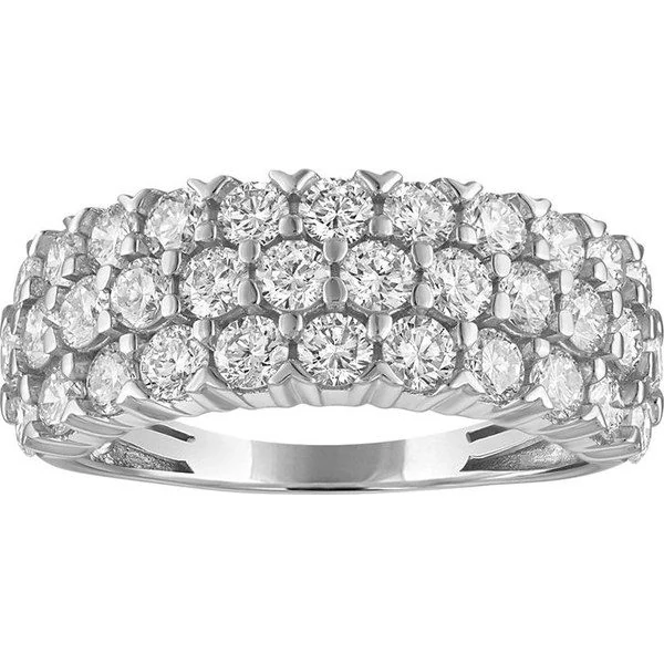Three-Row Silver Band in sterling silver