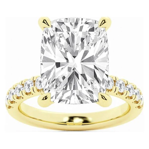 Hidden Halo Engagement Ring · Cushion in yellow gold