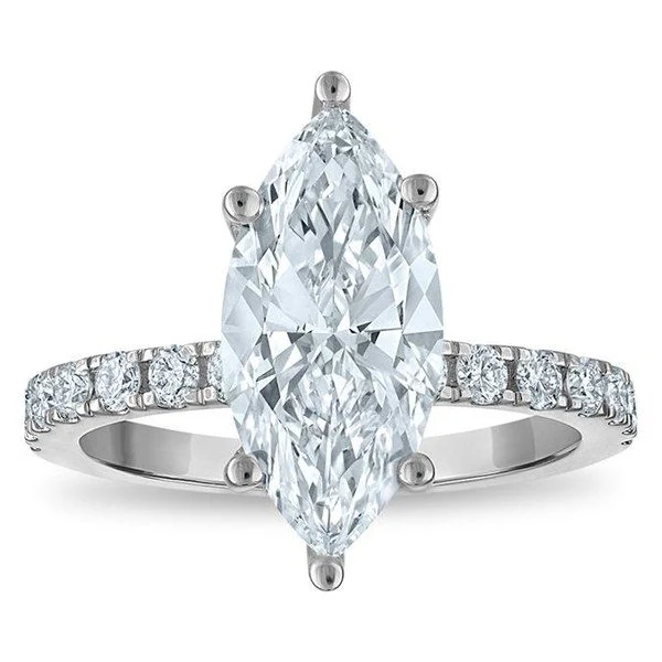 Hidden Halo Engagement Ring · Marquise in white gold