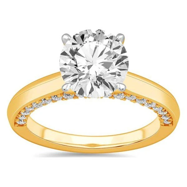 Round Solitaire Plus Engagement Ring · No. 1050 in yellow gold