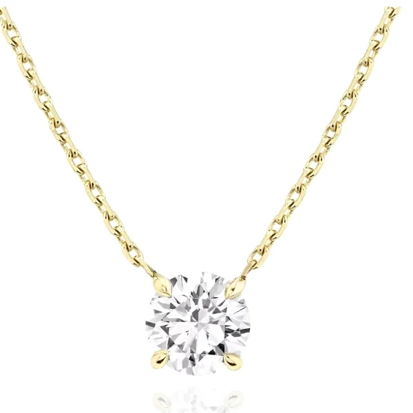 Sterling Silver Round Solitaire Pendant in yellow gold plated silver