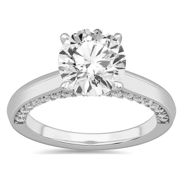 Round Solitaire Plus Engagement Ring · No. 1050 in white gold