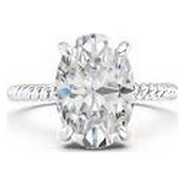 Rope-Twist Hidden Halo Ring · Oval in white gold