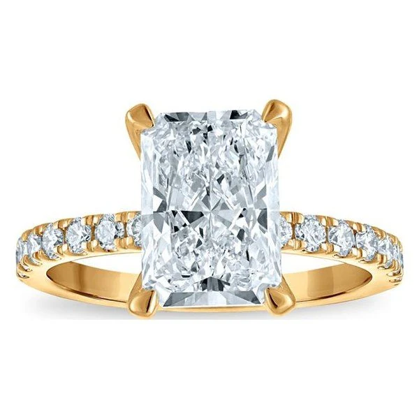 Hidden Halo Engagement Ring · Radiant in yellow gold