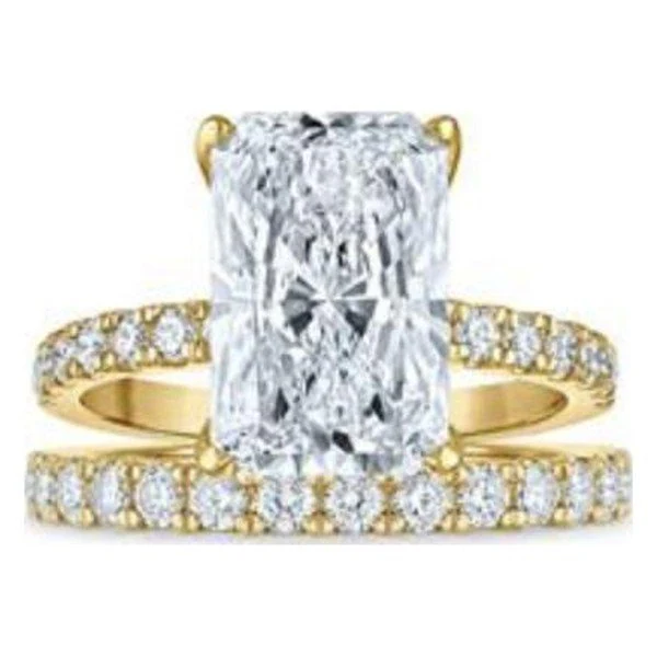 Hidden Halo Bridal Set · Radiant in yellow gold