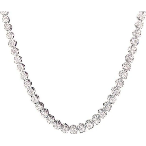 Illusion Set Silver Tennis Necklace in sterling silver